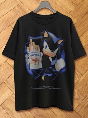 Shadow the Hedgehog Camel Cigarettes Graphic Tee Blue